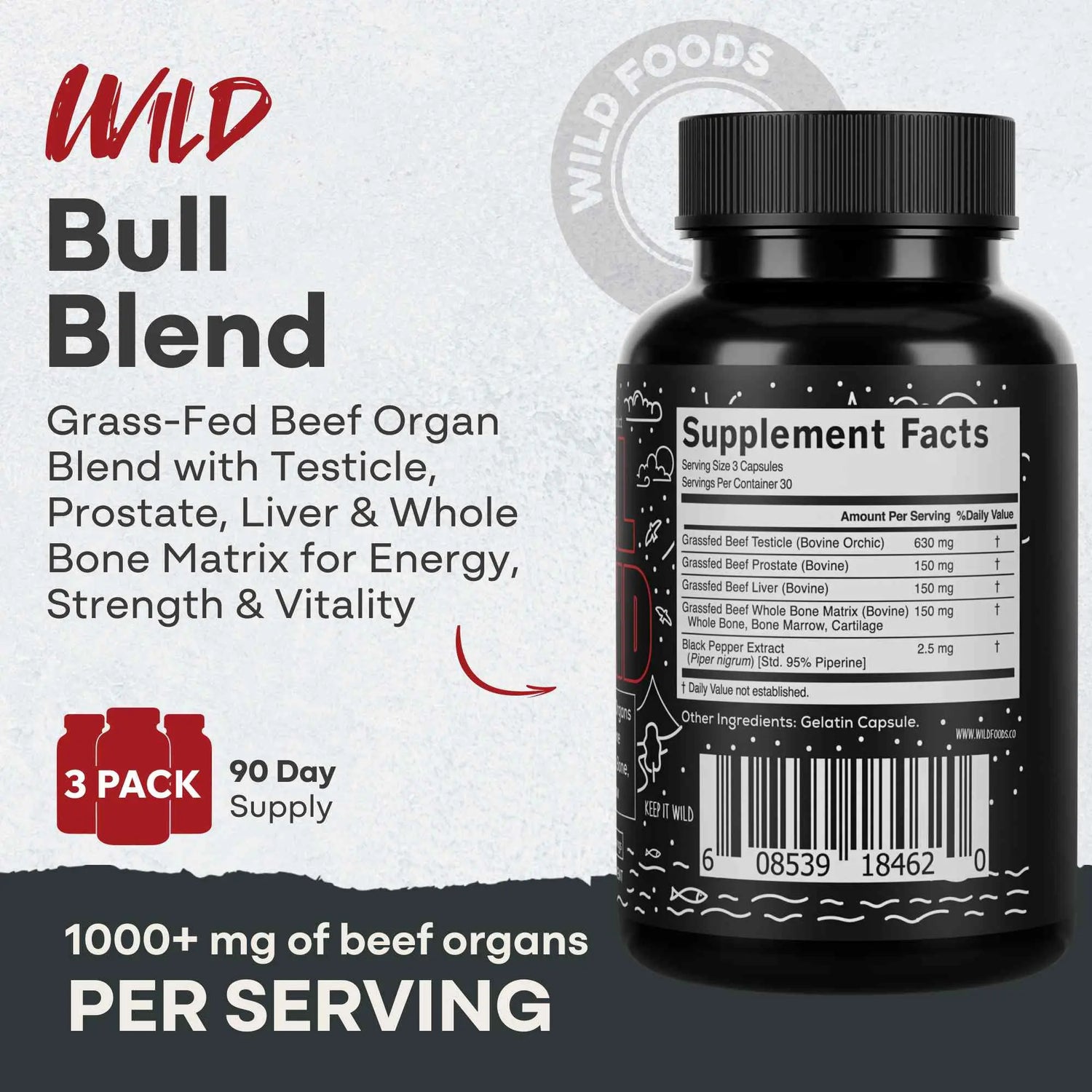 Bull Blend, 30 servings – Natural Male Hormone & Energy Support Wild Foods