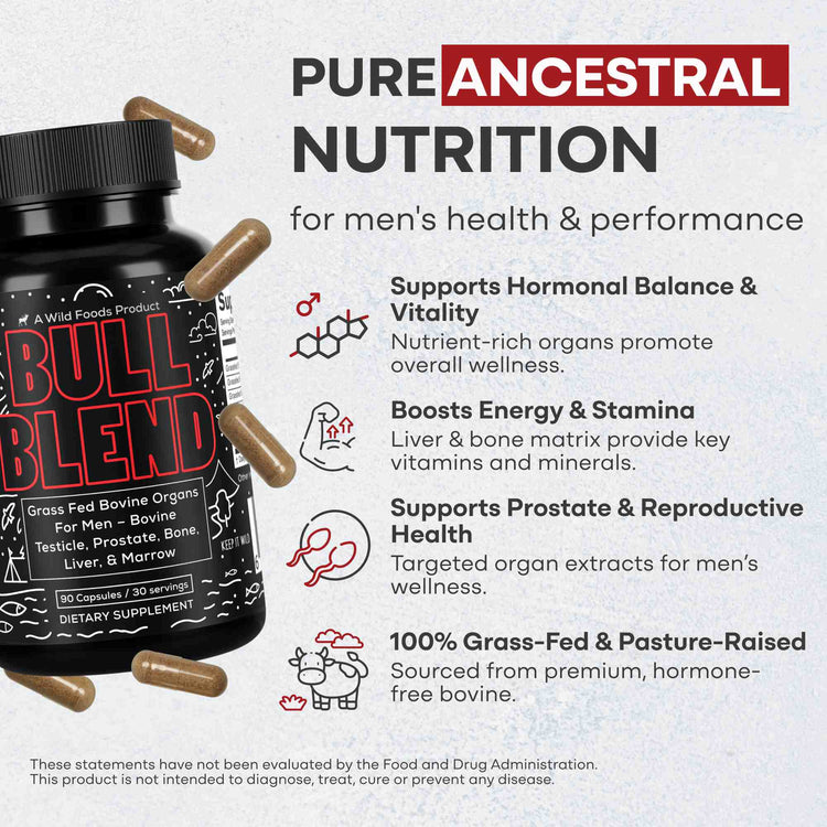 Bull Blend, 30 servings – Natural Male Hormone & Energy Support Wild Foods