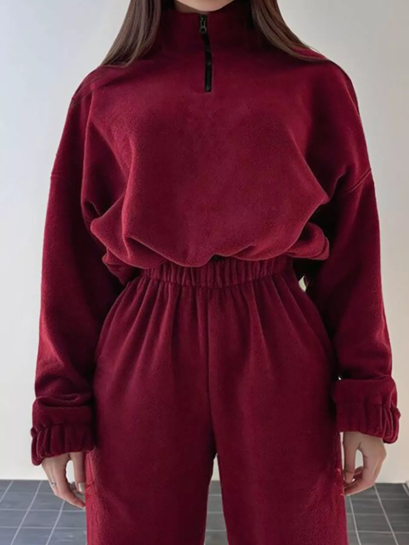 Quarter Zip Sweatshirt and Pants Set