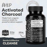 Activated Charcoal Capsules, 60 servings - Made from 100% Organic Coconuts Wild Foods