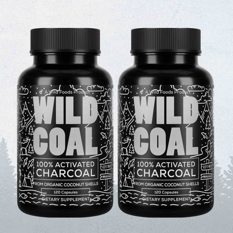 Activated Charcoal Capsules, 60 servings - Made from 100% Organic Coconuts Wild Foods