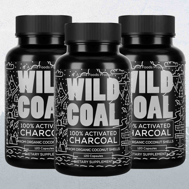 Activated Charcoal Capsules, 60 servings - Made from 100% Organic Coconuts Wild Foods
