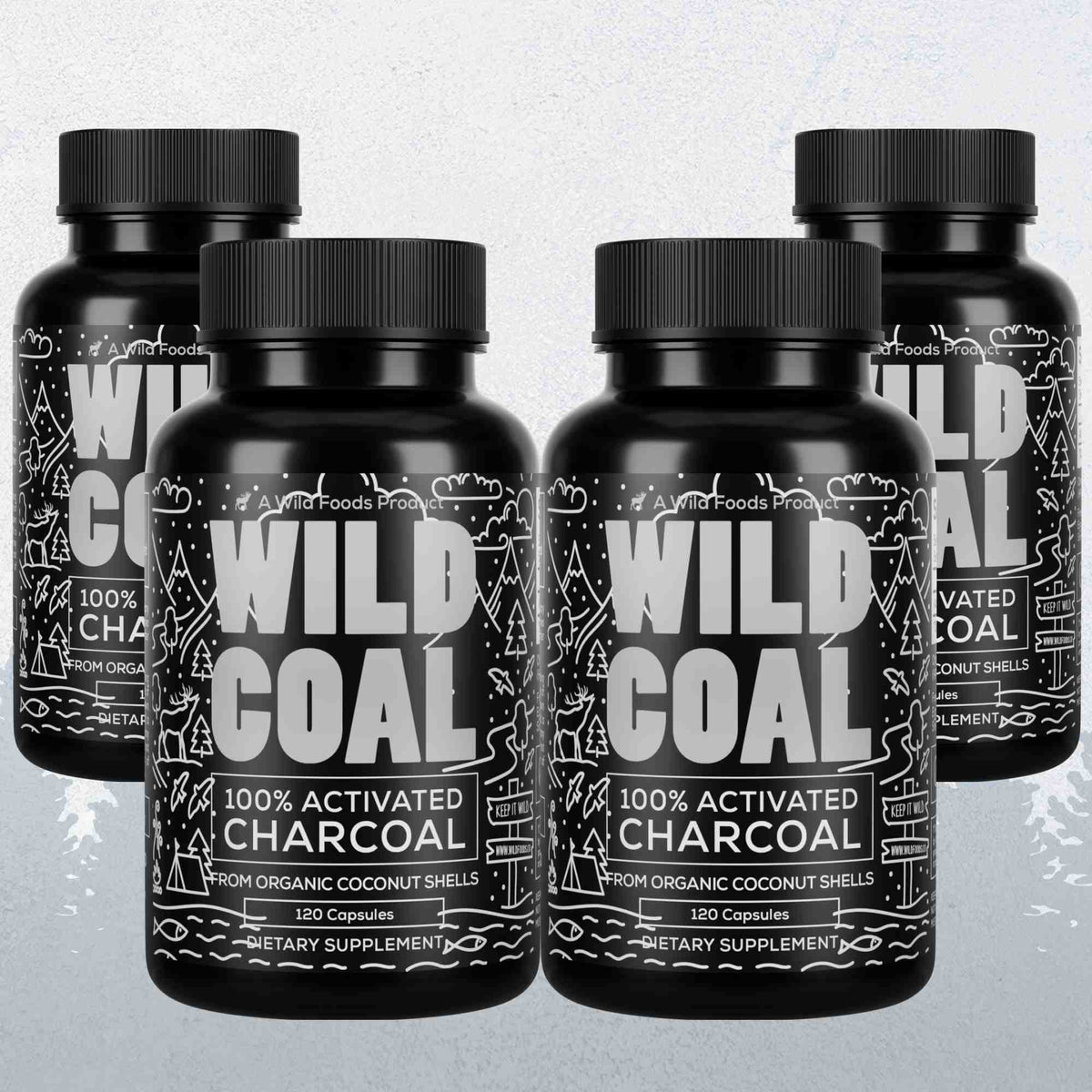 Activated Charcoal Capsules, 60 servings - Made from 100% Organic Coconuts Wild Foods