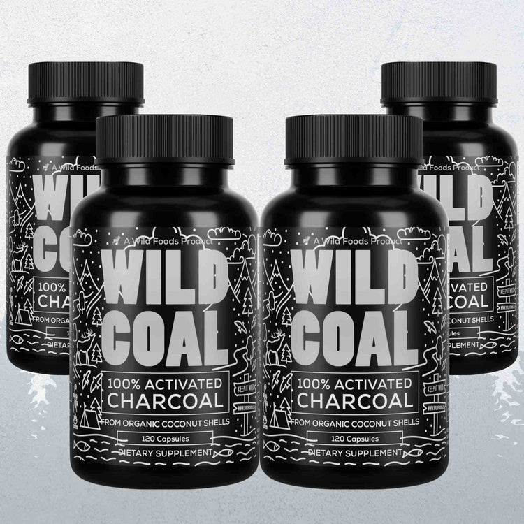 Activated Charcoal Capsules, 60 servings - Made from 100% Organic Coconuts Wild Foods