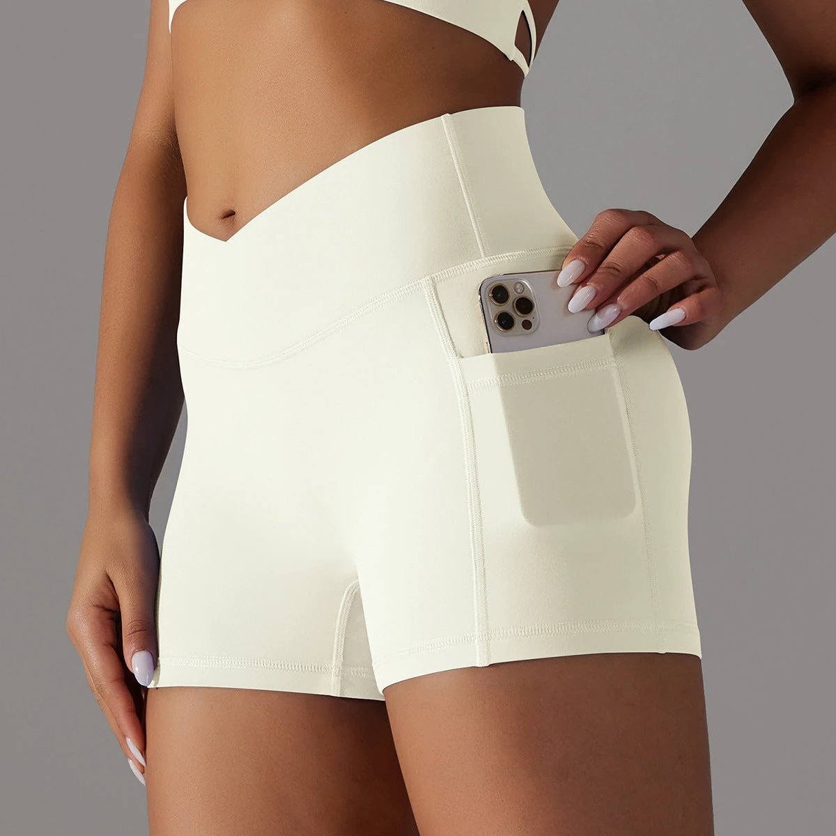 Yoga Shorts With Phone Pocket Design Fitness Sports Pants For Women Clothing Vain Products
