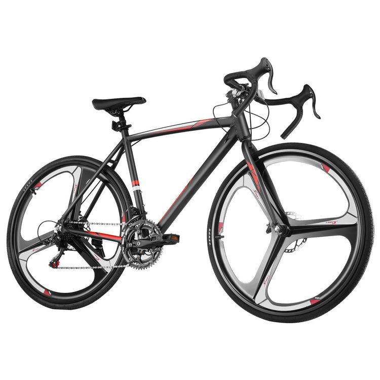 Road Bike, 700C Wheels Racing Bike, SHIMANO 14 Speeds Drivetrain City Commuter Road Bicycle, Urban Adult Sport Bike with Lightweight Aluminum Alloy Frame, Drop Bar, Disc Brake, for Men Women Berry Charmz