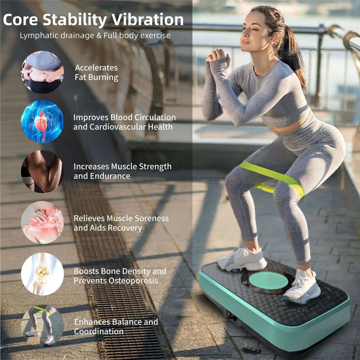Vibration Plate Fitness Platform, Whole Body Exercise Machine for Lymphatic Drainage, Shaking Workout Board with 120 Speed Levels, Fat Burner and Weight Loss Equipment for Men and Women. Berry Charmz