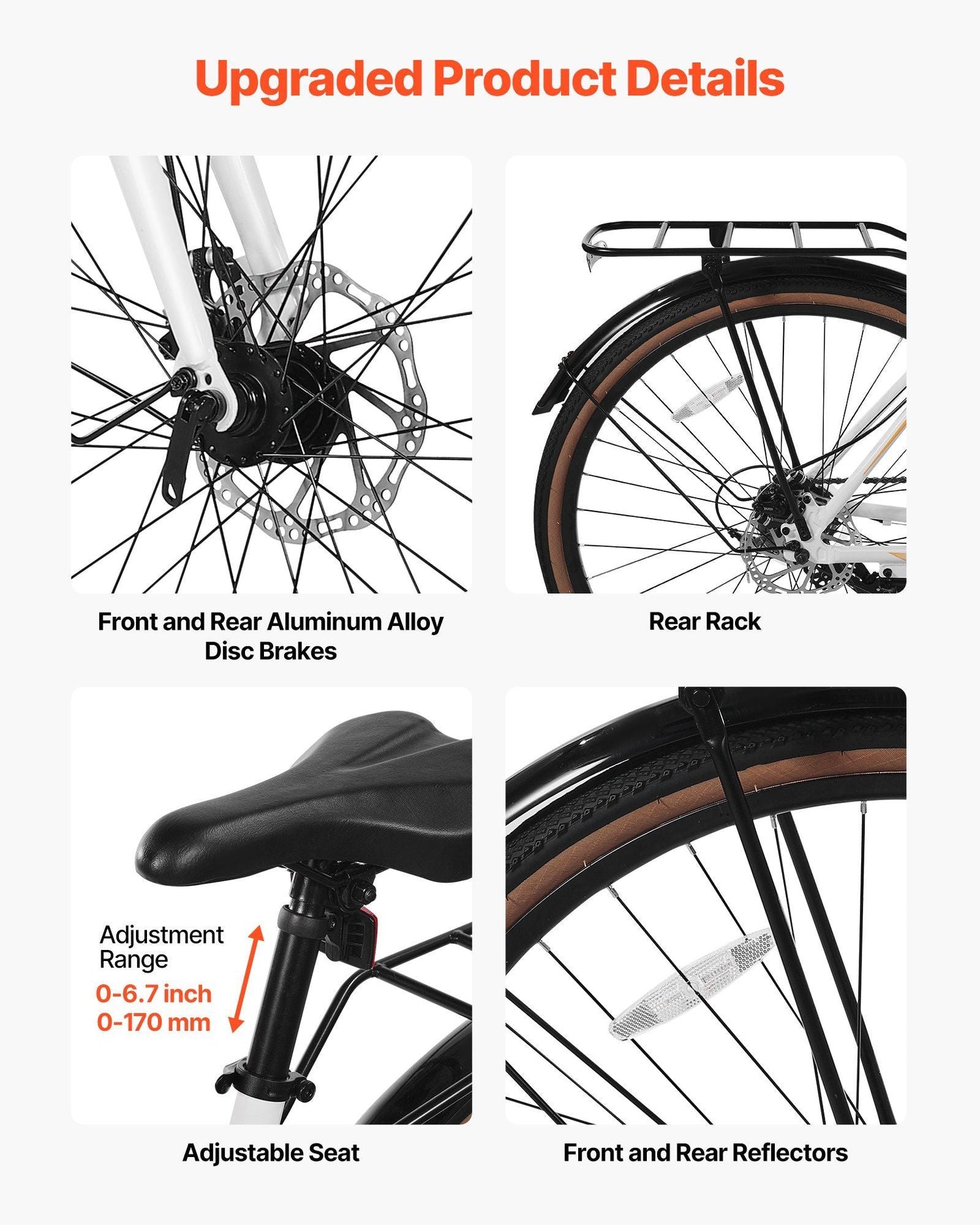 Hybrid Bike, Lightweight Aluminum Frame Bike, 700c Wheel Men Women Hybrid Bicycle, Step-Over Adult Urban City Commuter Bikes, with 24-Speed Shimano Drivetrain, Alloy Adjustable Stem, Dual Brakes Berry Charmz