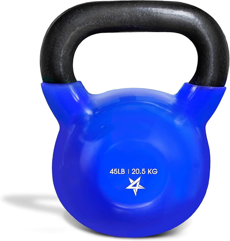 Kettlebell, 5-100 LB Vinyl Coated Cast Iron Strength Training Kettlebells for Home Gym Exercises, Fitness, Full Body Workout Equipment, Push Ups, and Grip Strength Berry Charmz