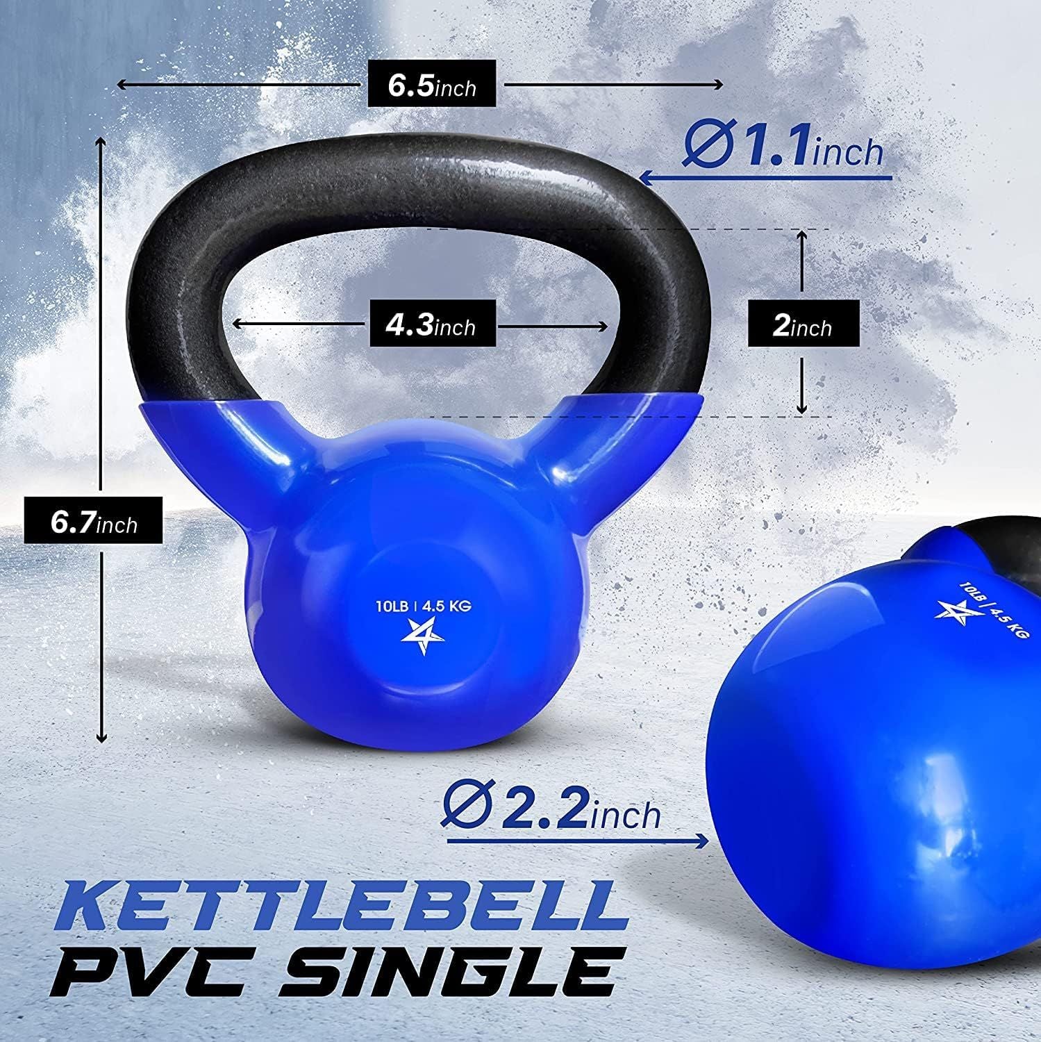 Kettlebell, 5-100 LB Vinyl Coated Cast Iron Strength Training Kettlebells for Home Gym Exercises, Fitness, Full Body Workout Equipment, Push Ups, and Grip Strength Berry Charmz