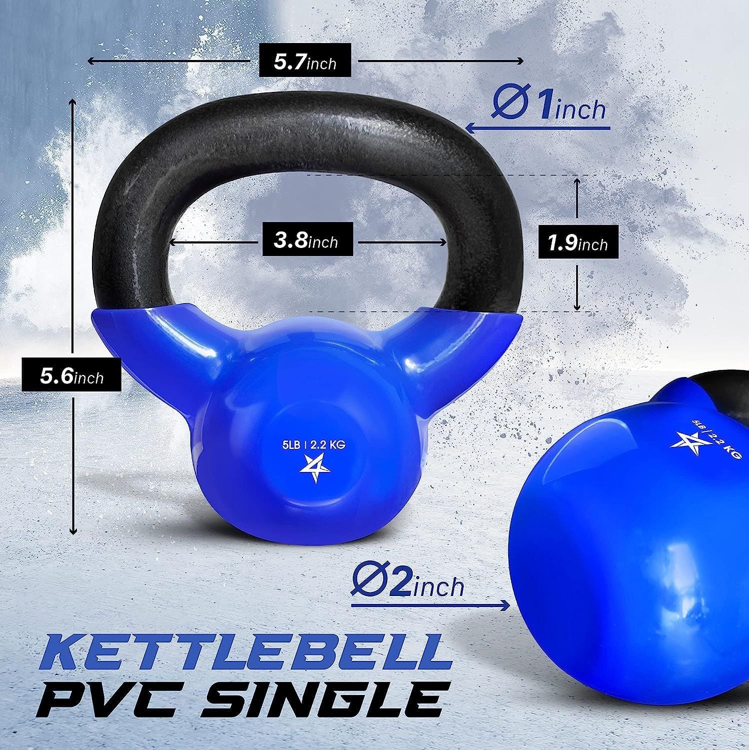 Kettlebell, 5-100 LB Vinyl Coated Cast Iron Strength Training Kettlebells for Home Gym Exercises, Fitness, Full Body Workout Equipment, Push Ups, and Grip Strength Berry Charmz