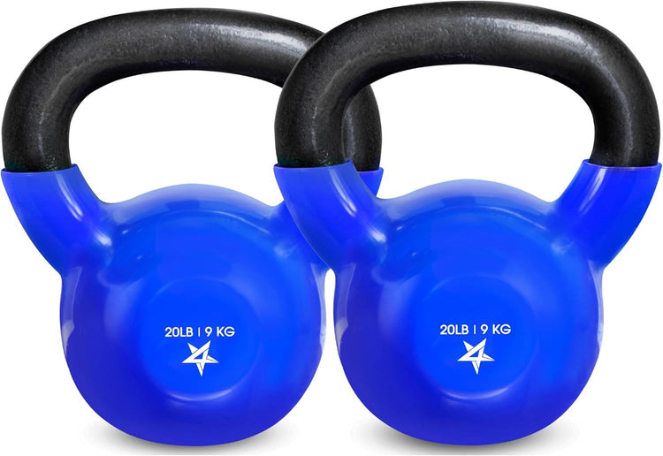 Kettlebell, 5-100 LB Vinyl Coated Cast Iron Strength Training Kettlebells for Home Gym Exercises, Fitness, Full Body Workout Equipment, Push Ups, and Grip Strength Berry Charmz