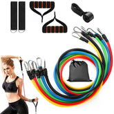 11Pcs Resistance Bands Set Fitness Workout Tubes Exercise Tube Bands Up to 100lbs Berry Charmz