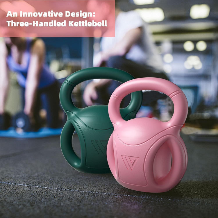 3 Handle Kettlebells Weight - Weight for Women Options 5, 10, 15 and 20 LB for Russian Twists AB Exercise, Weightlifting and Core Fitness Exercise Home Gym [Single in Sold] Berry Charmz