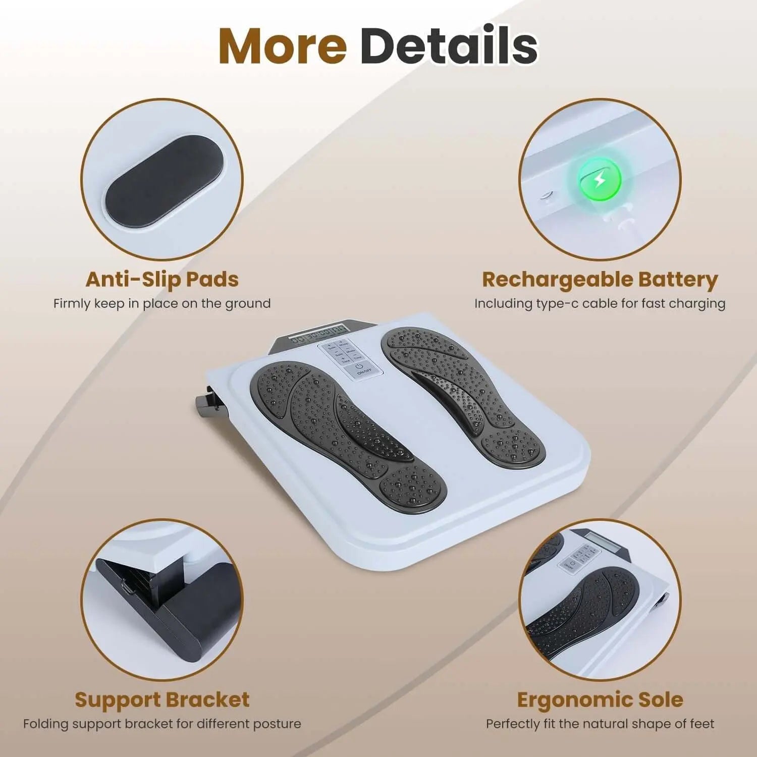 1Pc Rechargeable EMS Foot Massager for Neuropathy TENS Stimulator With 10Modes 50Intensities Remote Control For Muscle Relaxation Cramps Circulation Gift For Dad Mom Berry Charmz