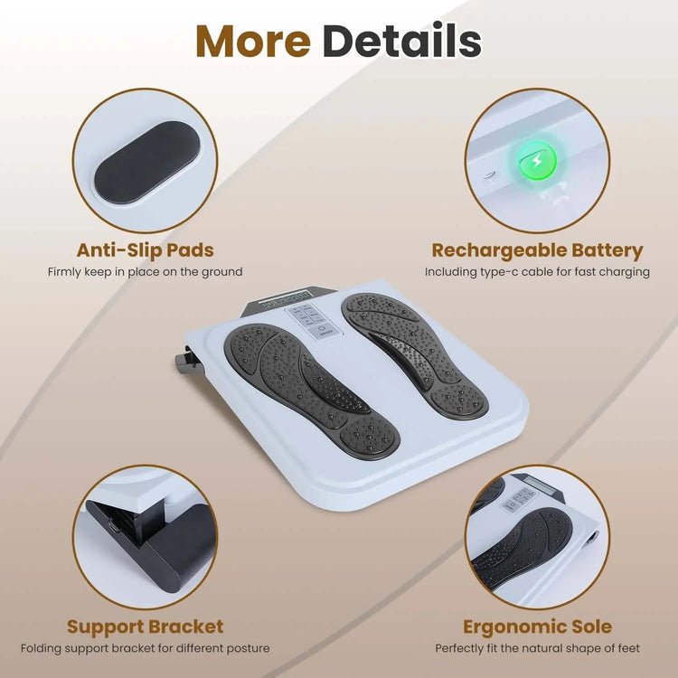 1Pc Rechargeable EMS Foot Massager for Neuropathy TENS Stimulator With 10Modes 50Intensities Remote Control For Muscle Relaxation Cramps Circulation Gift For Dad Mom Berry Charmz