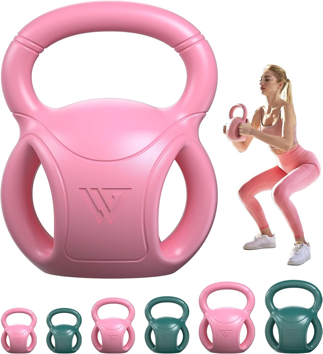 3 Handle Kettlebells Weight - Weight for Women Options 5, 10, 15 and 20 LB for Russian Twists AB Exercise, Weightlifting and Core Fitness Exercise Home Gym [Single in Sold] Berry Charmz