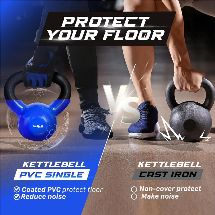 Kettlebell, 5-100 LB Vinyl Coated Cast Iron Strength Training Kettlebells for Home Gym Exercises, Fitness, Full Body Workout Equipment, Push Ups, and Grip Strength Berry Charmz