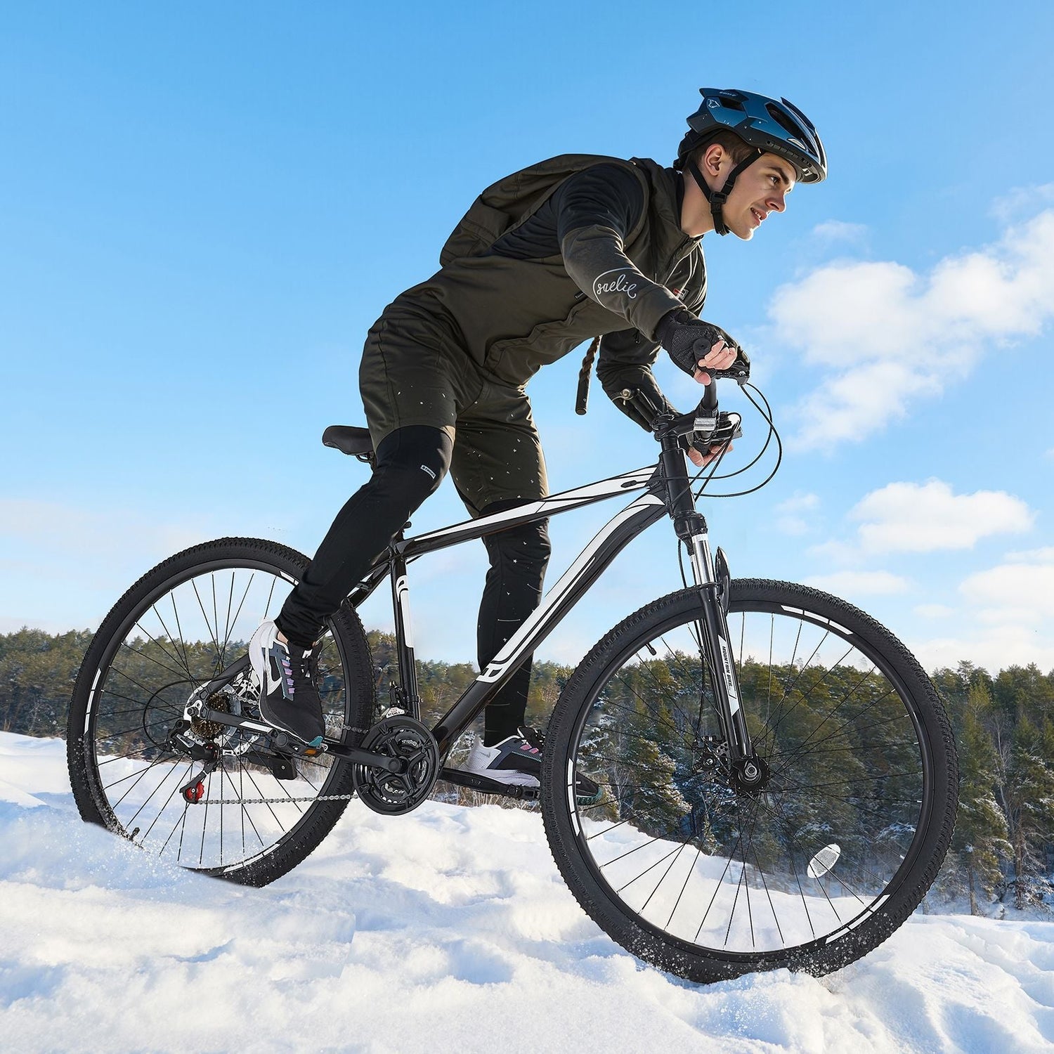 Mountain Bike, 29 inch MTB Bicycle with Front Suspension, 21 Speeds SHIMANO Twist Shifting, Comfort Saddle, Dual Disc Brakes, Aluminum Alloy Frame, Adult Sport Cycling Bicycle Trail Snow Berry Charmz