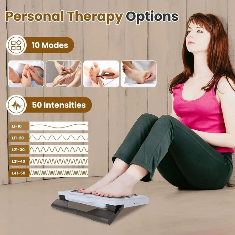 1Pc Rechargeable EMS Foot Massager for Neuropathy TENS Stimulator With 10Modes 50Intensities Remote Control For Muscle Relaxation Cramps Circulation Gift For Dad Mom Berry Charmz
