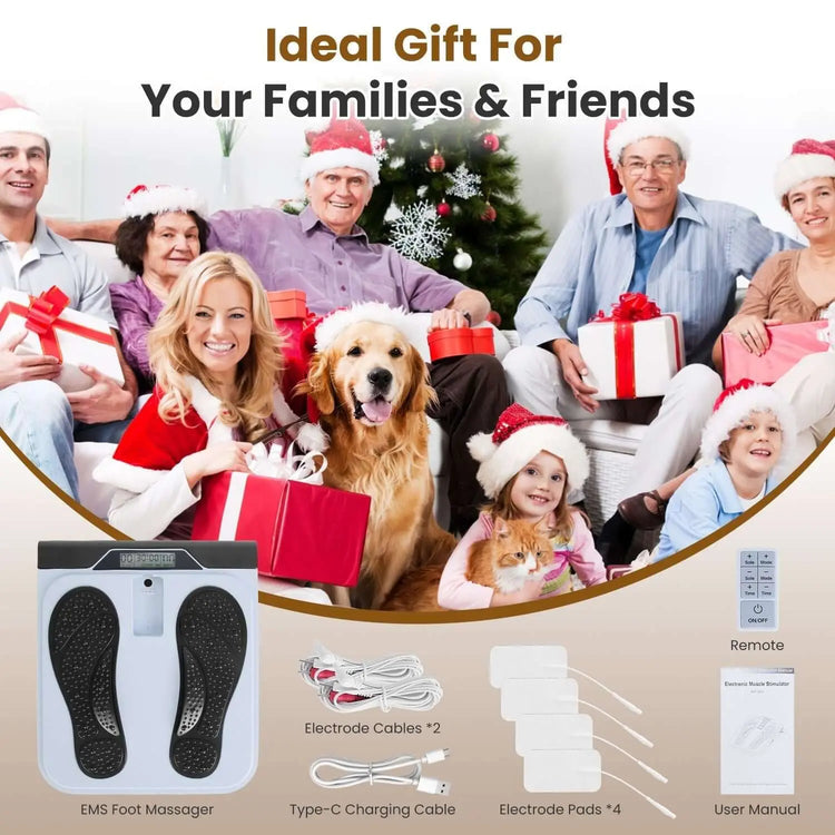 1Pc Rechargeable EMS Foot Massager for Neuropathy TENS Stimulator With 10Modes 50Intensities Remote Control For Muscle Relaxation Cramps Circulation Gift For Dad Mom Berry Charmz