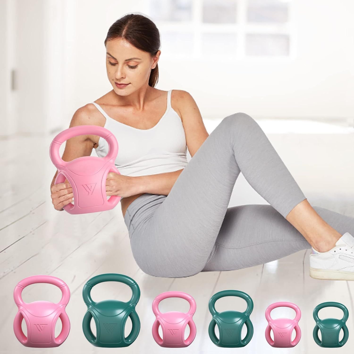 3 Handle Kettlebells Weight - Weight for Women Options 5, 10, 15 and 20 LB for Russian Twists AB Exercise, Weightlifting and Core Fitness Exercise Home Gym [Single in Sold] Berry Charmz