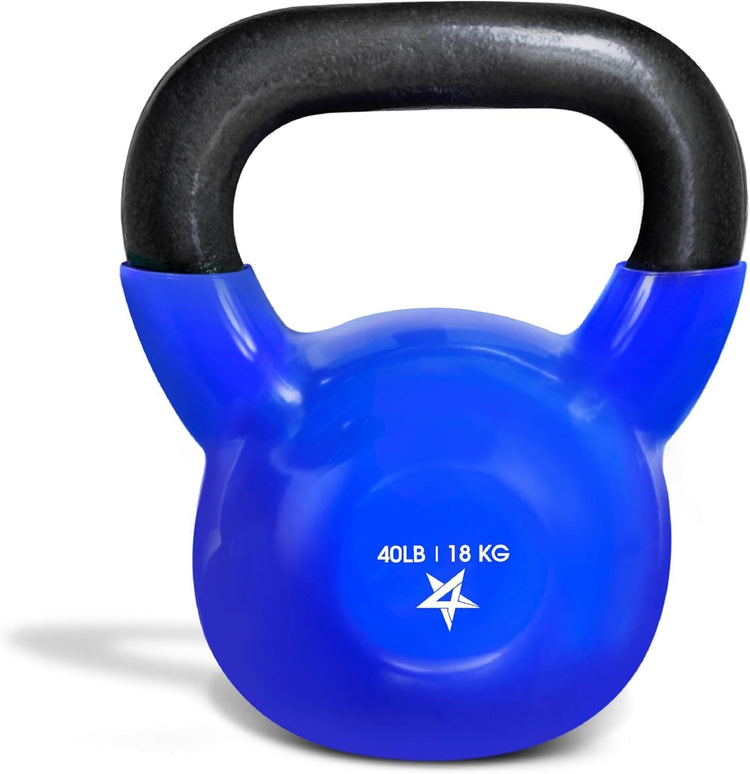 Kettlebell, 5-100 LB Vinyl Coated Cast Iron Strength Training Kettlebells for Home Gym Exercises, Fitness, Full Body Workout Equipment, Push Ups, and Grip Strength Berry Charmz