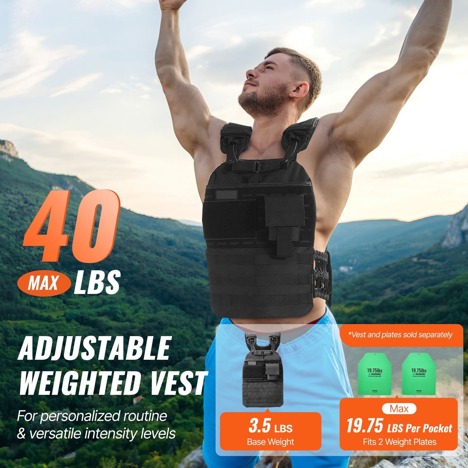 Weighted Vest, 40lb Weight Vest, Adjustable Body Weight Jacket for Men Women, Workout Equipment for Strength and Endurance Training, Running, Jogging, Walking, Fitness, and Weight Loss Berry Charmz
