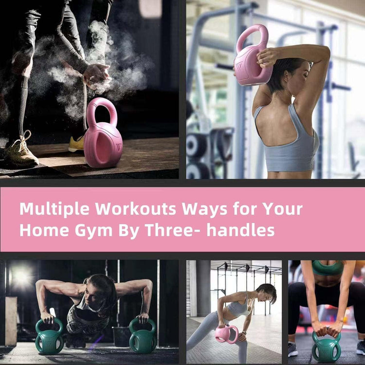 3 Handle Kettlebells Weight - Weight for Women Options 5, 10, 15 and 20 LB for Russian Twists AB Exercise, Weightlifting and Core Fitness Exercise Home Gym [Single in Sold] Berry Charmz