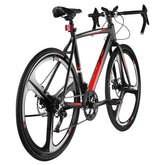 Road Bike, 700C Wheels Racing Bike, SHIMANO 14 Speeds Drivetrain City Commuter Road Bicycle, Urban Adult Sport Bike with Lightweight Aluminum Alloy Frame, Drop Bar, Disc Brake, for Men Women Berry Charmz
