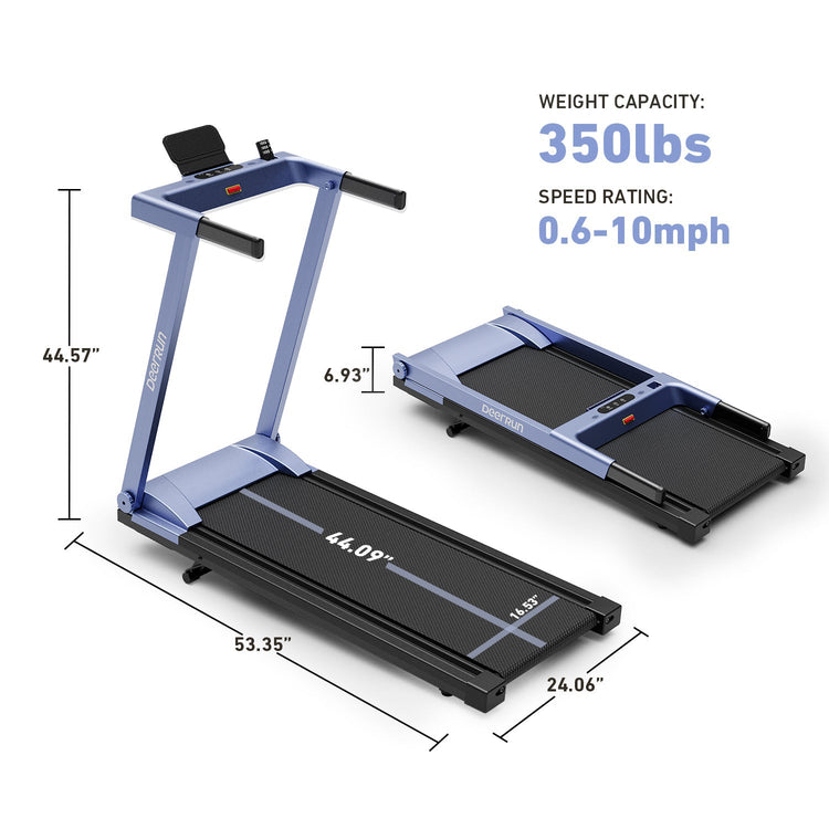 DeerRun All-New 2026 A1 Pro Move+  6% Incline Foldable Treadmill——Upgraded Chip & NFC Support | 350Lbs, 10mph Blue DeerRun®