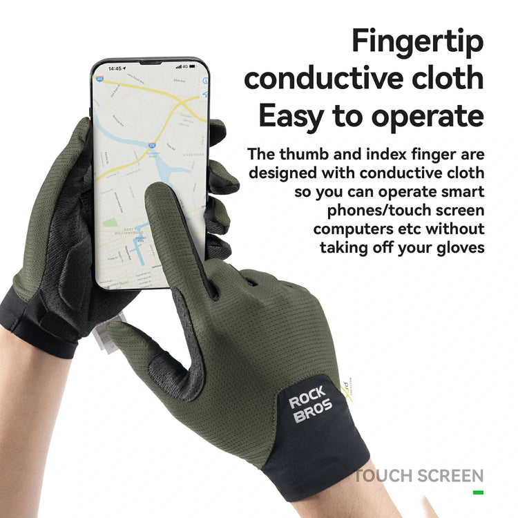 Full Finger Bike Gloves Breathable Touch screen with PORON® XRD Cushioning ROCKBROS-US