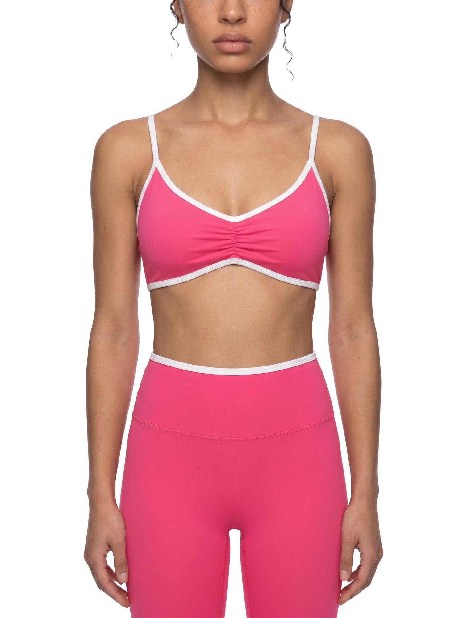 Loki & Ivy Color Block Ruched V-Neck Sports Bra THRIXINE