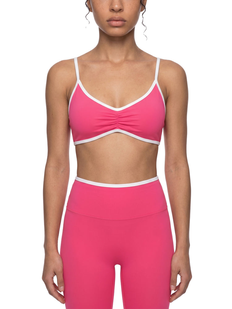 Loki & Ivy Color Block Ruched V-Neck Sports Bra THRIXINE