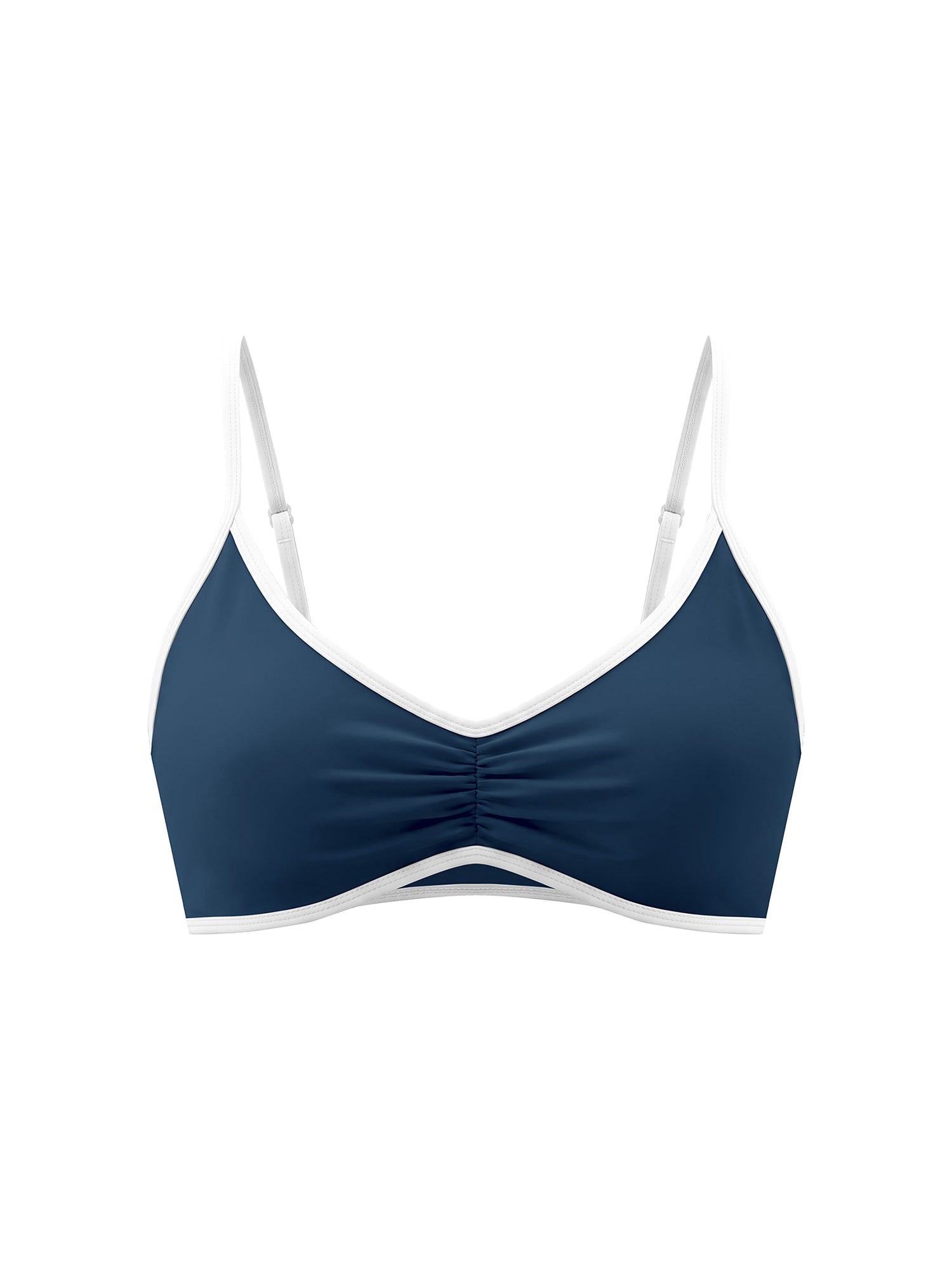 Loki & Ivy Color Block Ruched V-Neck Sports Bra THRIXINE