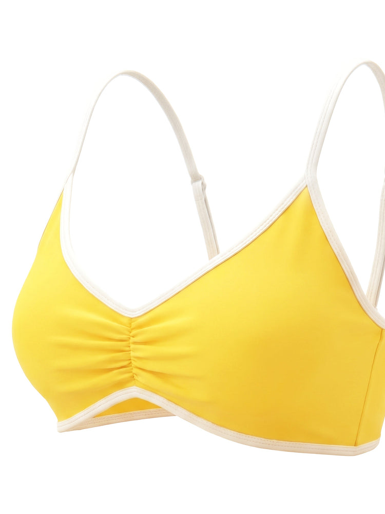 Loki & Ivy Color Block Ruched V-Neck Sports Bra THRIXINE