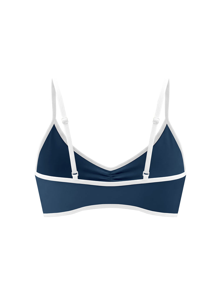 Loki & Ivy Color Block Ruched V-Neck Sports Bra THRIXINE