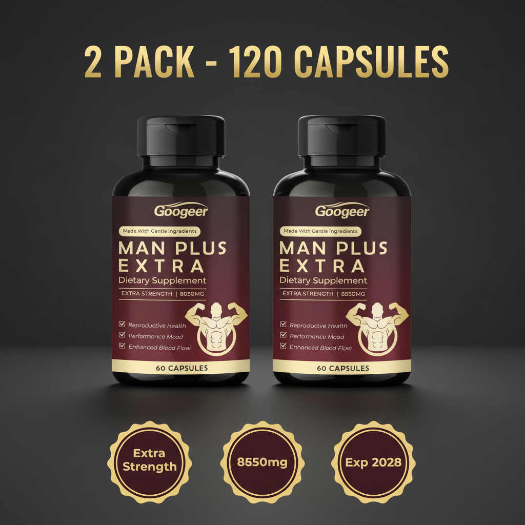 Man Plus Extra Strength 8050mg 2 Pack | 120 Capsules | Reproductive Health Performance and Blood Flow | Exp 2028 Roksy