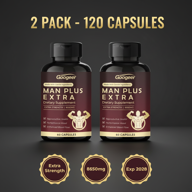 Man Plus Extra Strength 8050mg 2 Pack | 120 Capsules | Reproductive Health Performance and Blood Flow | Exp 2028 Roksy
