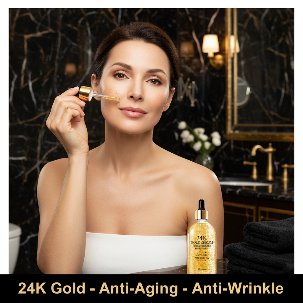 24K Gold Serum 2 Pack | Collagen Boost Anti-Aging Anti-Wrinkle | 99.9% Pure Gold Face Serum | 30ml Each Roksy