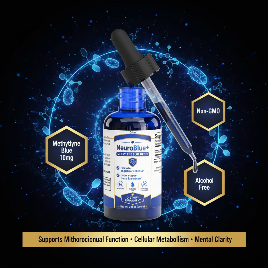 Methylene Blue Drops | NeuroBlue+ Nootropic Liquid for Cognitive Wellness & Cellular Energy | 2 fl oz Roksy