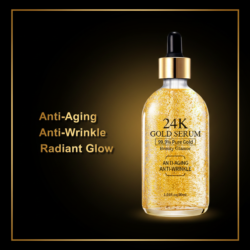 24K Gold Serum 2 Pack | Collagen Boost Anti-Aging Anti-Wrinkle | 99.9% Pure Gold Face Serum | 30ml Each Roksy