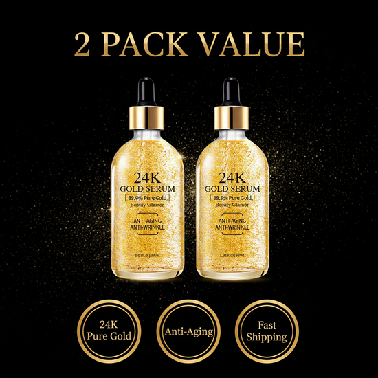 24K Gold Serum 2 Pack | Collagen Boost Anti-Aging Anti-Wrinkle | 99.9% Pure Gold Face Serum | 30ml Each Roksy