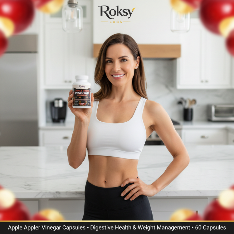 Apple Cider Vinegar Capsules for Weight Loss | ACV Pills with Probiotics & Enzymes | 60ct Roksy