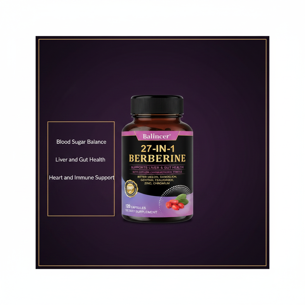 27-IN-1 Berberine Supplement | Liver and Gut Health | Blood Sugar Support | Ceylon Cinnamon Milk Thistle | 120 Capsules Roksy