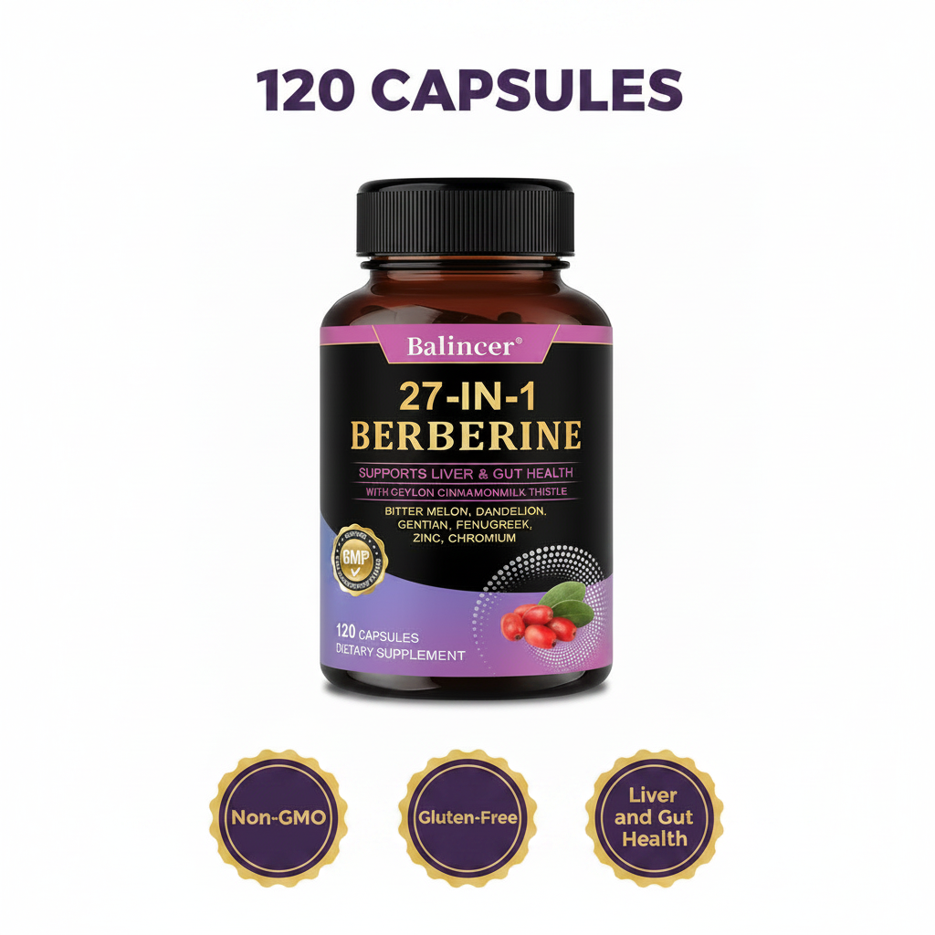 27-IN-1 Berberine Supplement | Liver and Gut Health | Blood Sugar Support | Ceylon Cinnamon Milk Thistle | 120 Capsules Roksy