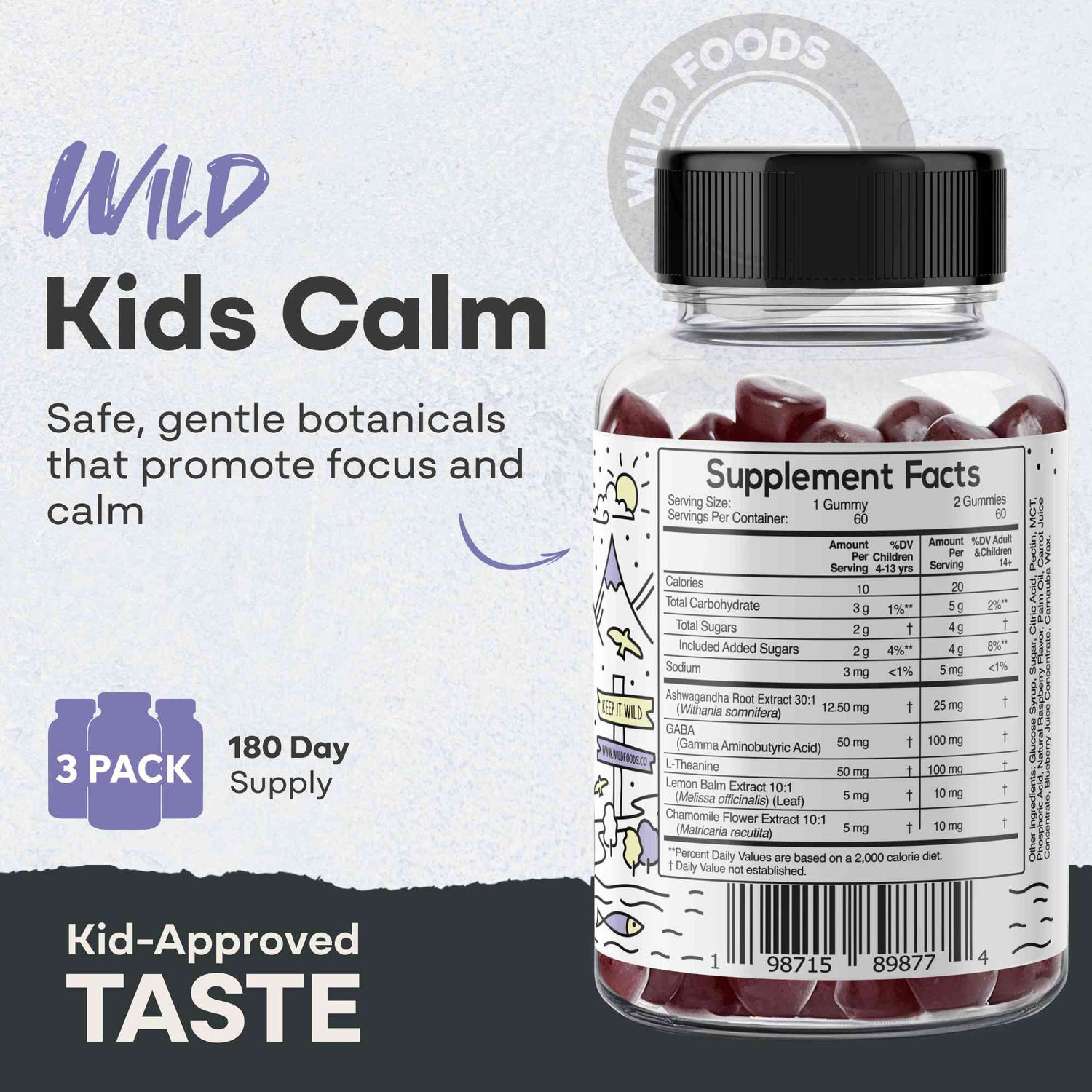 Wild Kids Calm Gummies – Relaxation & Sleep Support Wild Foods