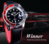 2021 Fashion Black Red Sport Mens Watches Luxury Luminous Hands Watch Elegant Leather Strap Design Stevvex