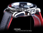 2021 Fashion Black Red Sport Mens Watches Luxury Luminous Hands Watch Elegant Leather Strap Design Stevvex