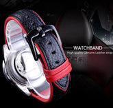 2021 Fashion Black Red Sport Mens Watches Luxury Luminous Hands Watch Elegant Leather Strap Design Stevvex